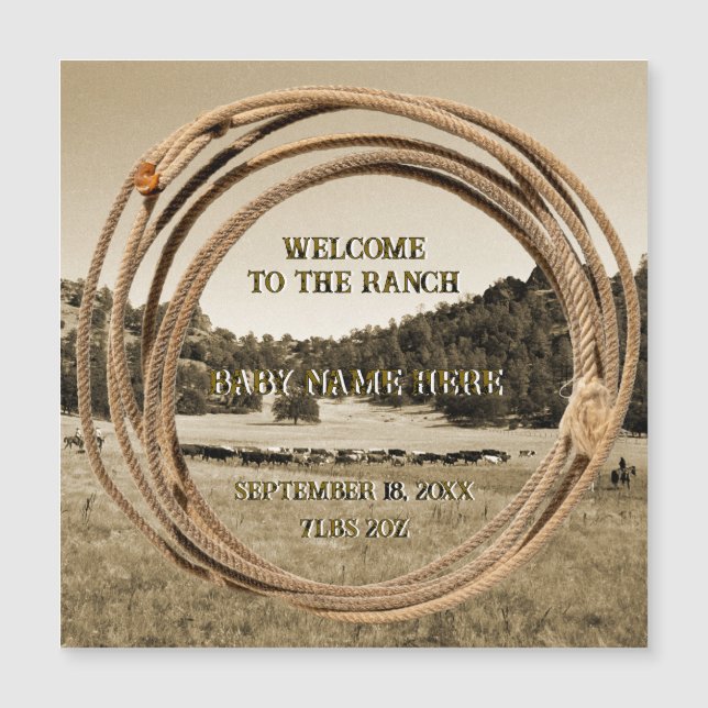 Baby Cowboy/Cowgirl Announcement Magnetic Card (Frente)