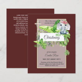 Baby Elephant CHRISTENING Convida para a selva das