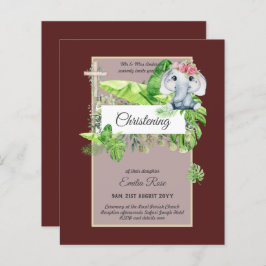 Baby Elephant CHRISTENING Convida para a selva das