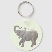 Baby Elephant Pale Green Round Chaveiro