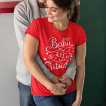 Baby Está Frio Lá Fora Vermelho Camiseta Feminina 