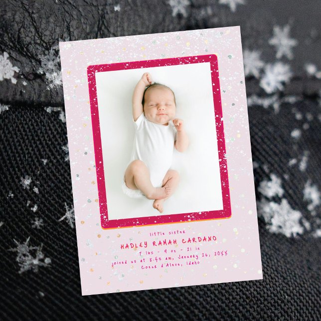 Baby Flurry | Anúncio de nascimento vertical (Criador carregado)