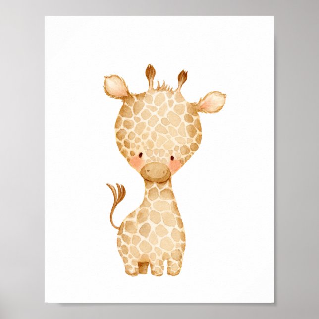 Baby Giraffe Nursery Wall Art Poster (Frente)
