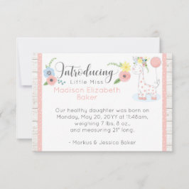 Baby Giraffe Rustic Floral Baby Birth Anúncio