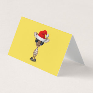 Baby Giraffe Vestindo um Papai Noel