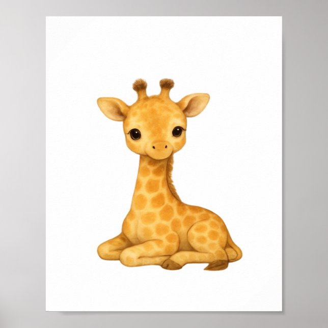 Baby Giraffe Watercolor Impressão - Nursersery Wal (Frente)