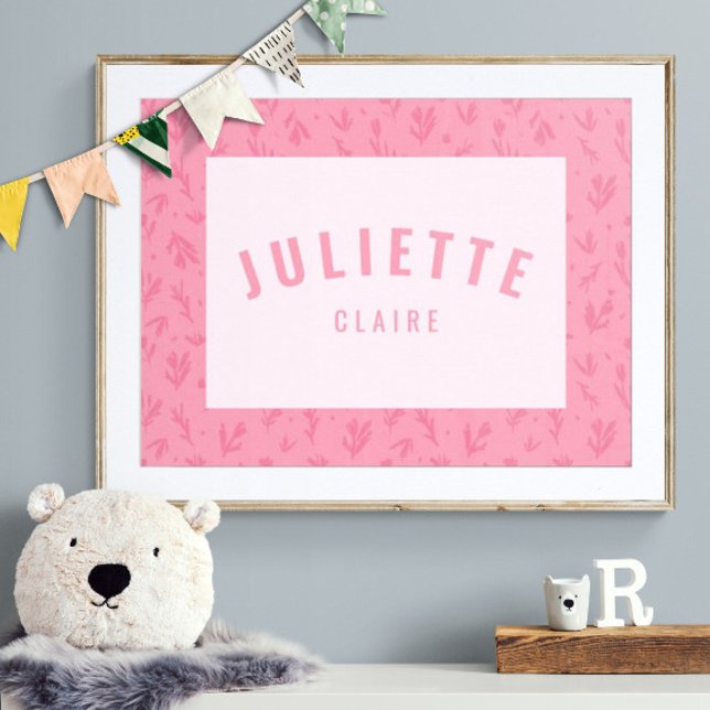 Baby Girl Custom Name Impressão Pink Nursery Wall  (Criador carregado)