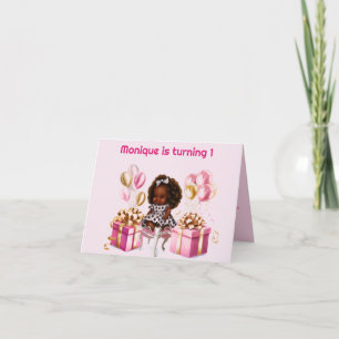 Baby Girl Dark Skin Curls Convite para primeiro an