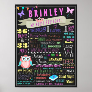 Baby Girl First Birday Poster