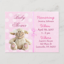 Baby Girl Pink Lamb Chá de fraldas Convite