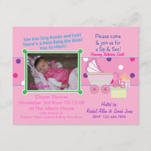 Baby Girl Sip & See Chá Convite