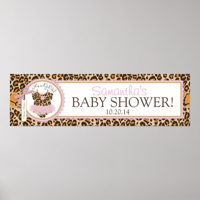 Baby Girl Tutu Cheetah Impressão Banner (Frente)