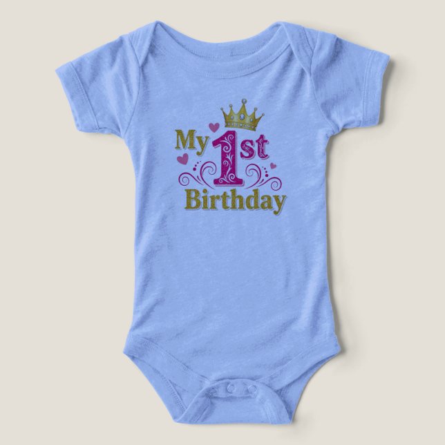 Baby Girl's 1st Birthday Tri-Blend Bodysuit (Design frontal)
