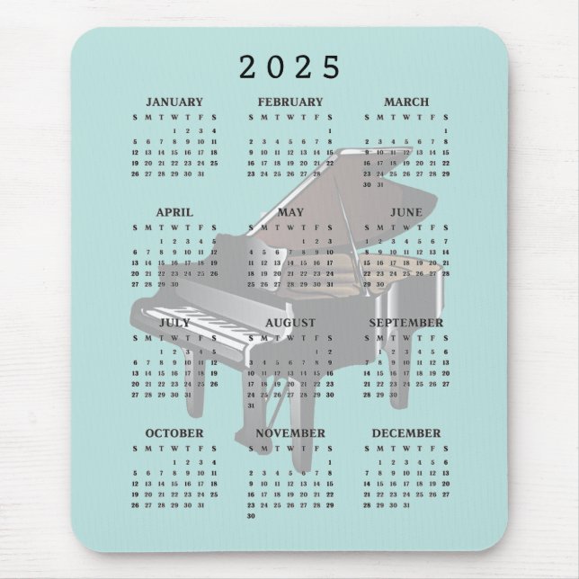 Baby Grand Piano Design 2025 Calendar Mousepad (Frente)