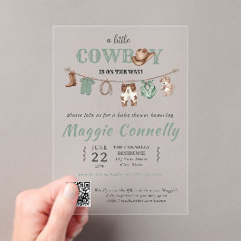 Baby Green Little Cowboy is on the Way Invitation
