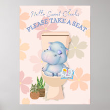 Baby Hippo Sweet Cheeks Sente-se Poster