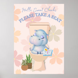 Baby Hippo Sweet Cheeks Sente-se Poster