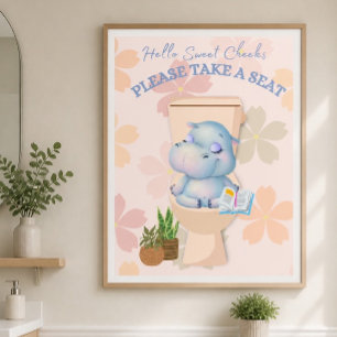 Baby Hippo Sweet Cheeks Sente-se Poster