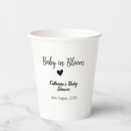 Baby in bloom baby shower simple black heart date