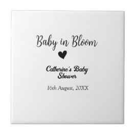 Baby in bloom baby shower simple black heart date