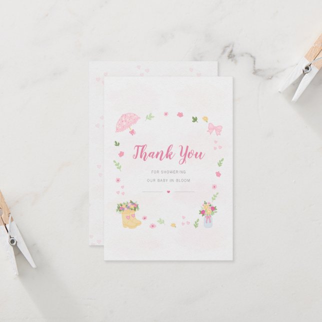 Baby in Bloom Baby Shower Thank You Card (Frente/Verso In Situ)