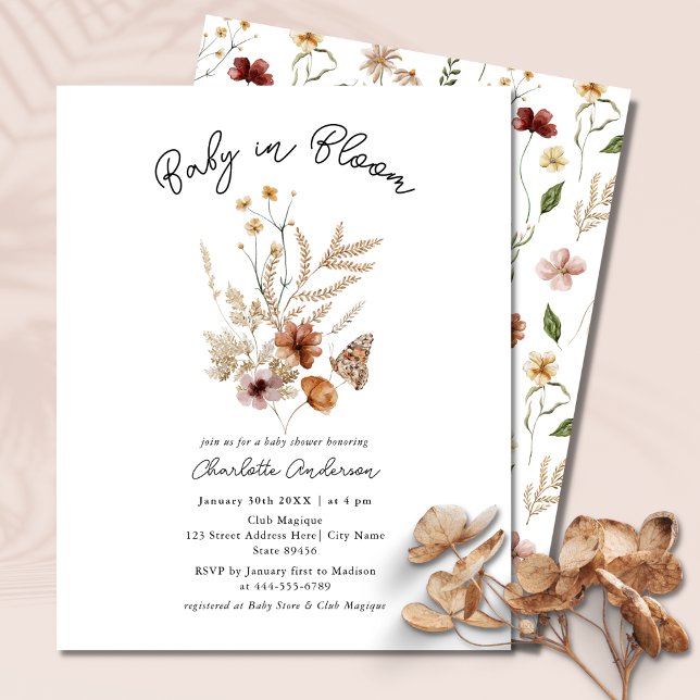 Baby in Bloom Floral Budget Baby Shower Invite (Criador carregado)