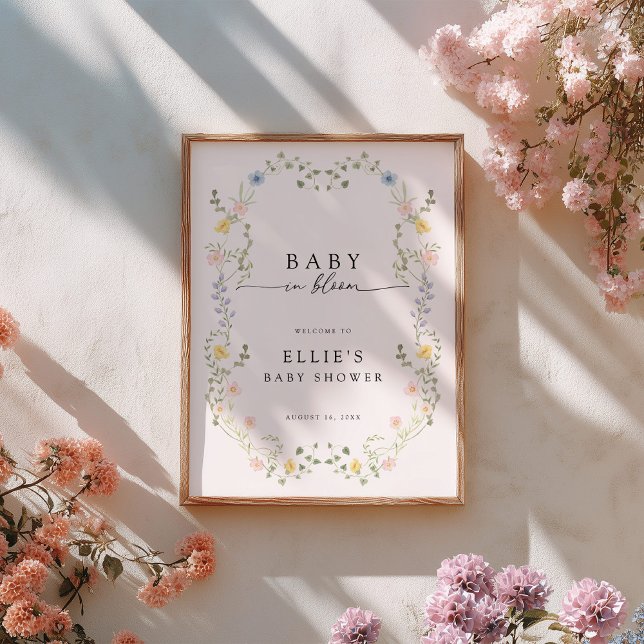 Baby In Bloom Welcome Poster Sign (Criador carregado)