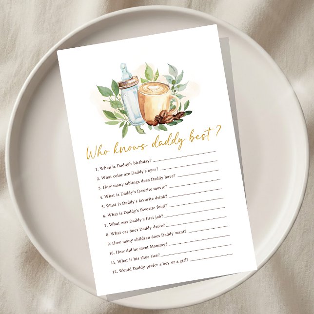 Baby is Brewing Coffee Shower Who knows Daddy Game (Criador carregado)