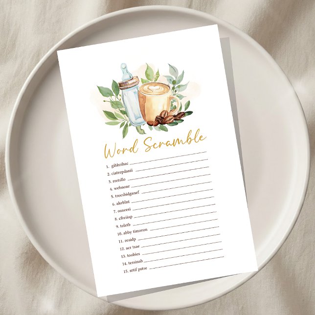 Baby is Brewing Coffee Shower Word Scramble Game (Criador carregado)