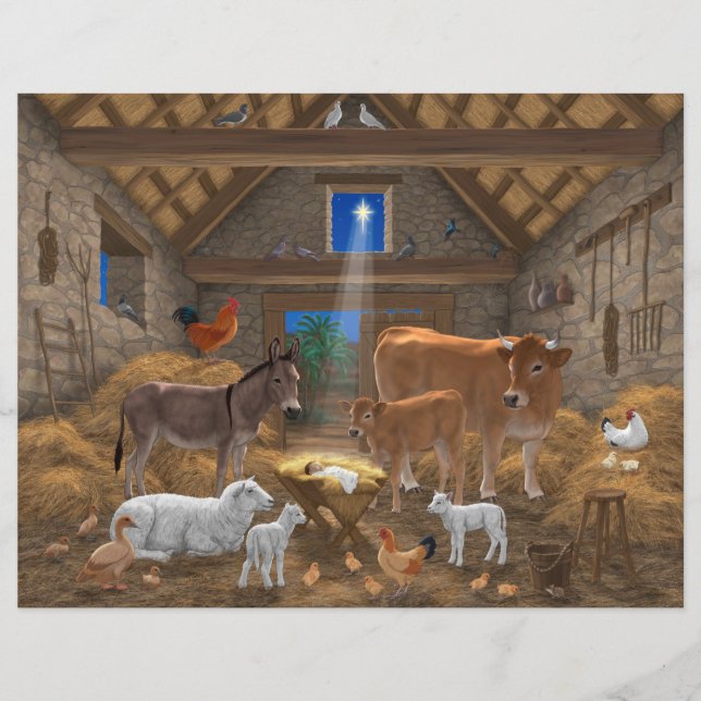 Baby Jesus Manger Santa Noite Natal Natividade (Frente)