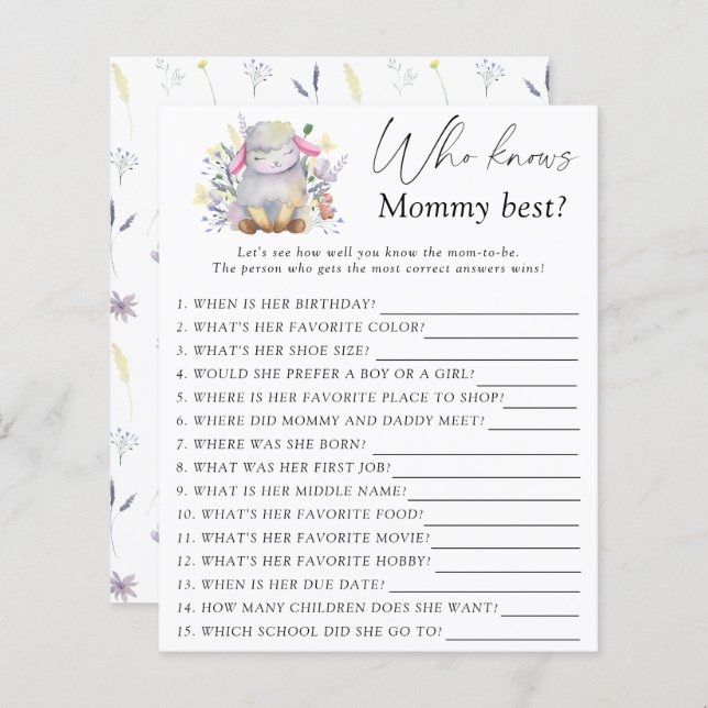 Baby Lamb - Quem sabe o melhor jogo das mamães (Frente/Verso)