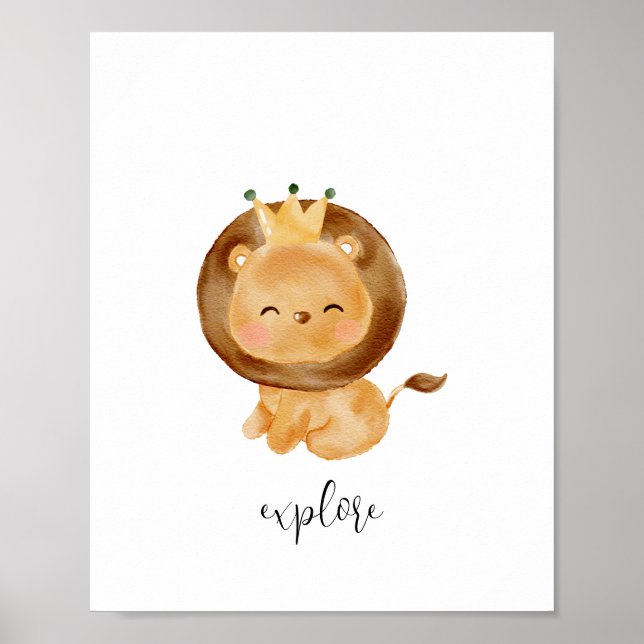 Baby Lion Explore Nursery Poster (Frente)