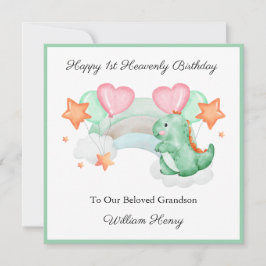 Baby Loss Boy Rainbow Green Dinosaur Birthday Card