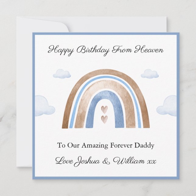 Baby Loss Boy Twins Boho Rainbow Dad Birthday Card (Frente)