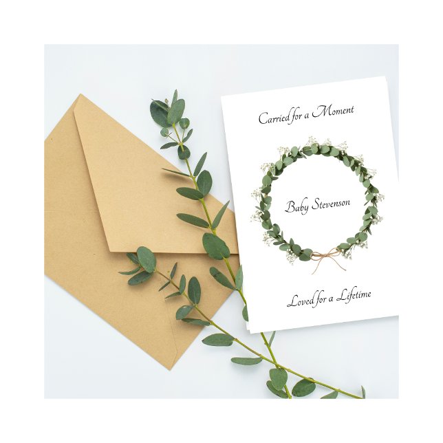 Baby Loss Carried Loved Baby's Breath Wreath Card (Criador carregado)