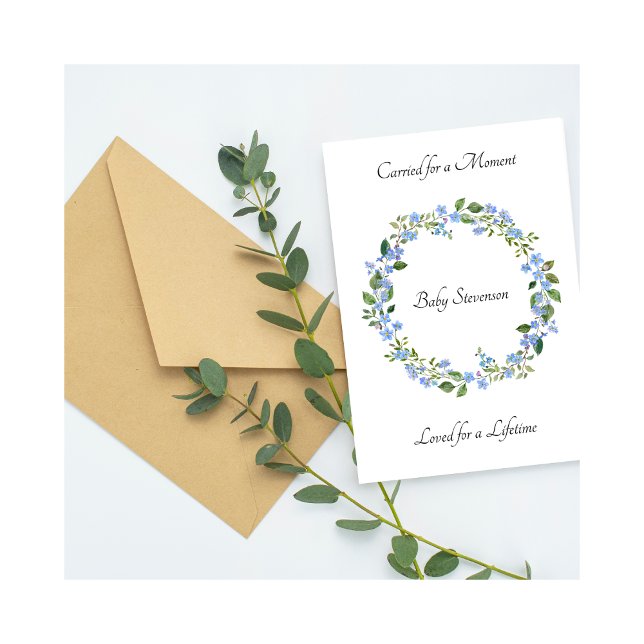 Baby Loss Carried Loved Forget Me Not Wreath Card (Criador carregado)