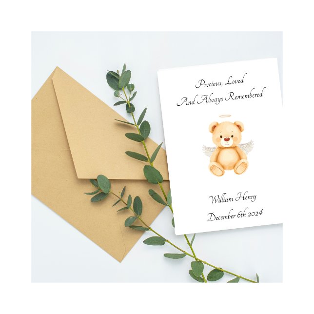 Baby Loss Twin Angel Teddy Bear Card (Criador carregado)