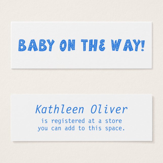 Baby on Way Dotted Blue Gift Registry Card (Frente & Verso)