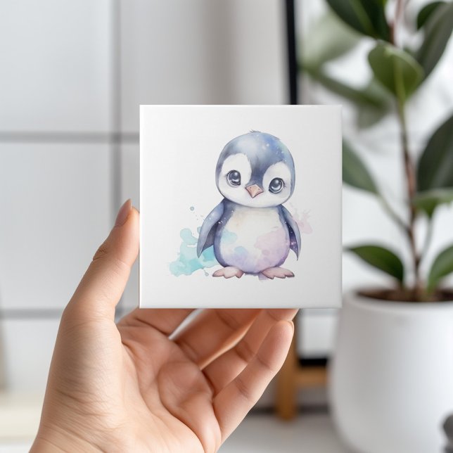 Baby Penguin Cerâmica Azulejo (Add a touch of whimsy to your bathroom with our adorable penguin ceramic tile! 🐧💙 )