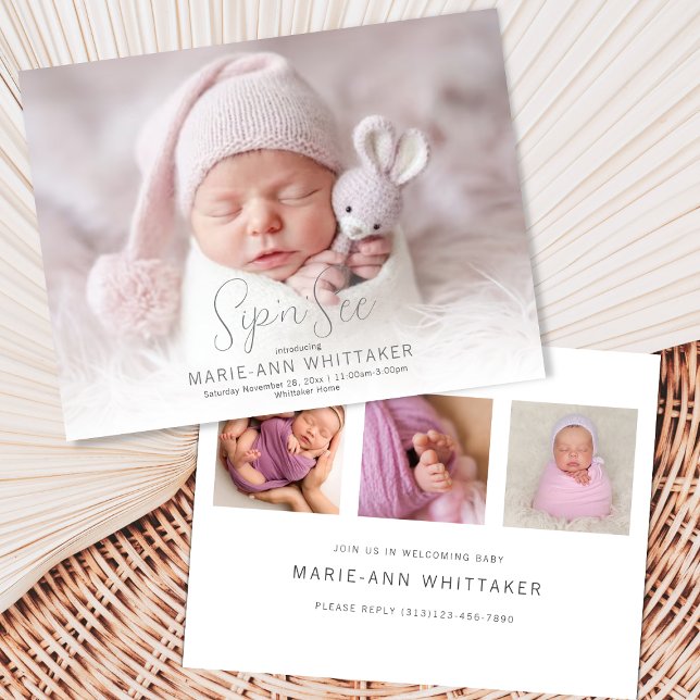 Baby Photo Sip'n'Consulte Convite para Anúncio (Criador carregado)