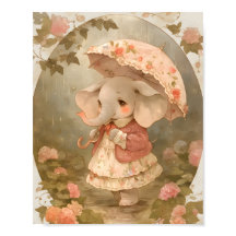 Baby Pink Elephant - Watercolor Nursery Poster