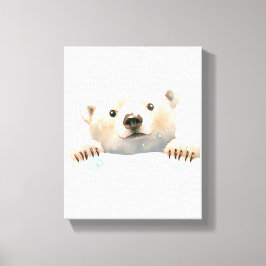 Baby Polar Bear In the Snow Nursery art canvas