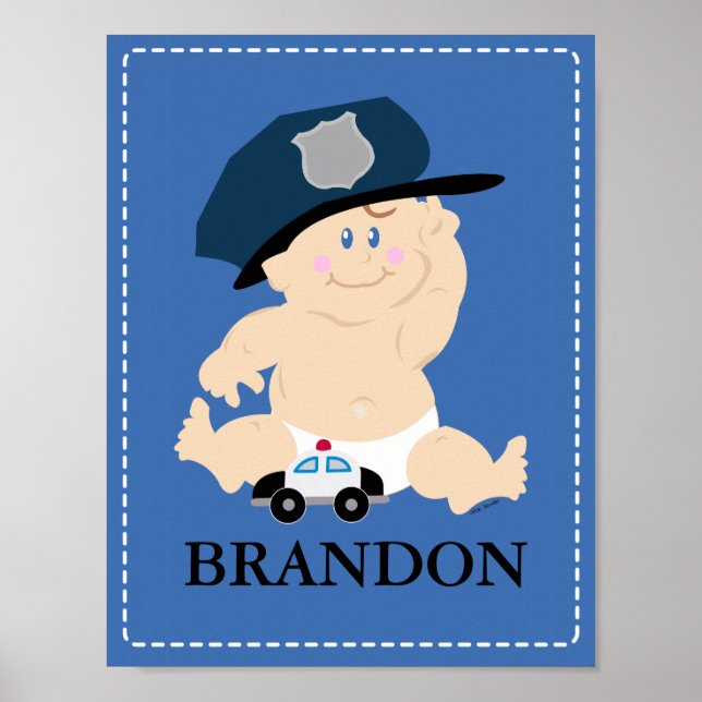Baby POLICE OFFICER Nursery Room Art Impressão Gif (Frente)