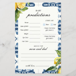 Baby Predictions Lemon Positano Jogo do Chá de fra