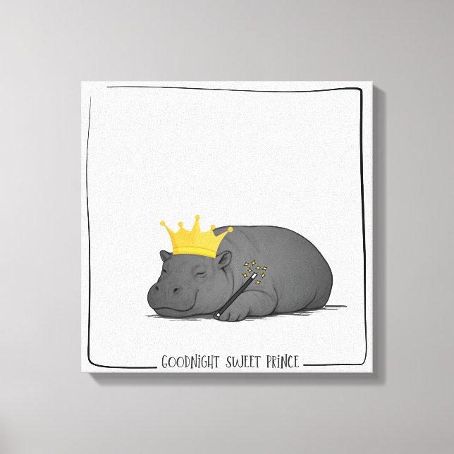 Baby Pygmy Hippo - Goodnight Sweet Prince - Canvas (Frente)
