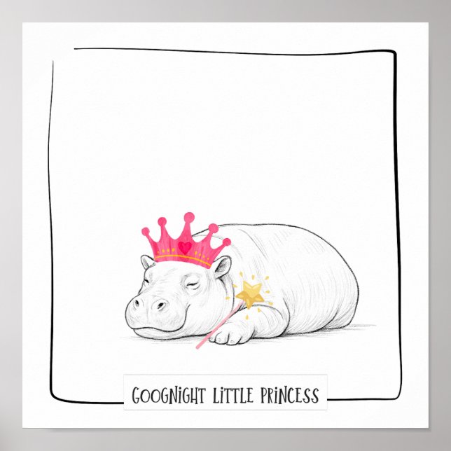 Baby Pygmy Hippo Princess Poster (Frente)