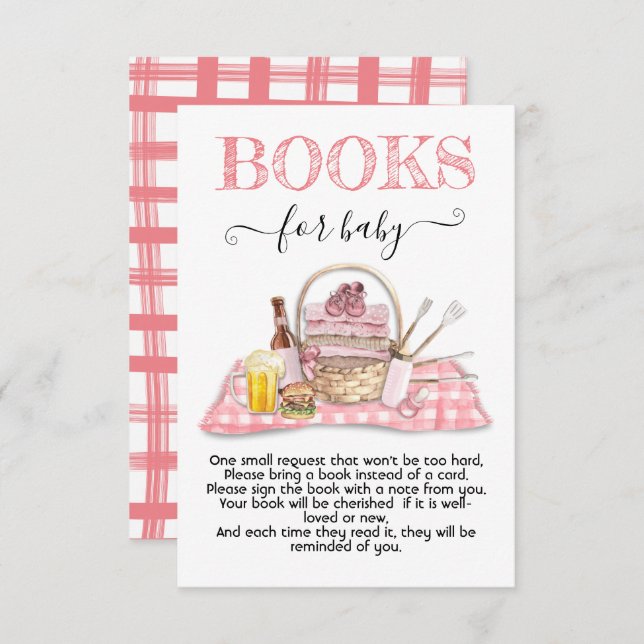 Baby Q Barbecue - Chá Rosa Livros para Cartão Bebê (Frente/Verso)