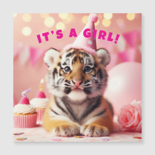 Baby Reveal Girl Baby Tiger Magnet Card