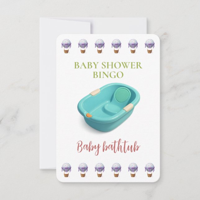 Baby Shower Bingo Card, Funny Game- Baby bathtub (Frente)
