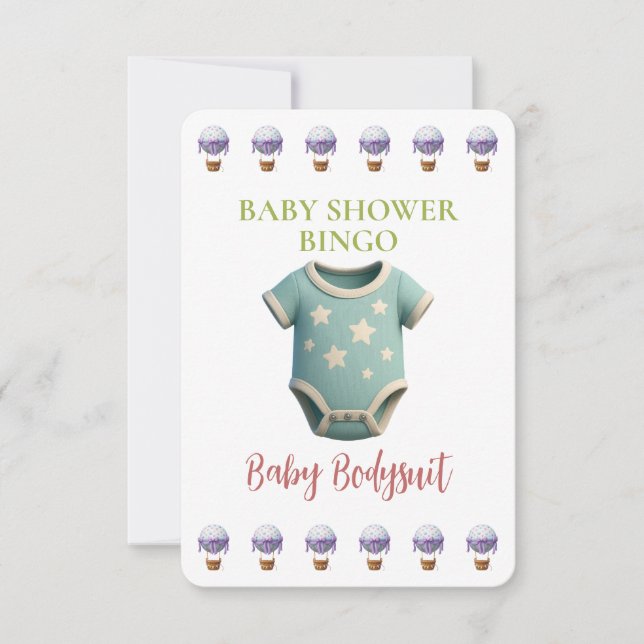 Baby Shower Bingo Card, Funny Game- Baby Bodysuit (Frente)